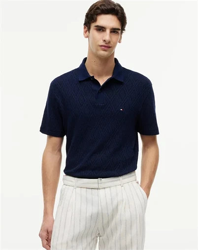 Tommy Hilfiger - Jacquard Classic Fit Polo Skjorte - Carbon Navy